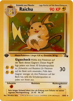Raichu, Karte 14 aus Fossil
