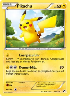Pikachu, Karte 115 aus Schwarz & Weiß