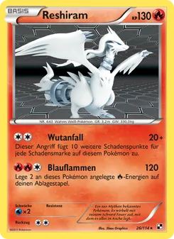 Reshiram, Karte 26 aus Schwarz & Weiß