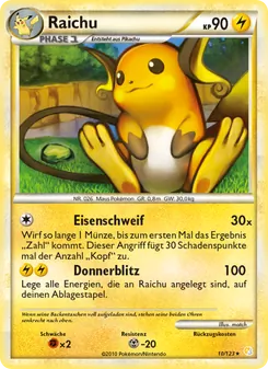 Raichu, Karte 10 aus HeartGold SoulSilver