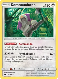 Kommandutan, Karte 113 aus Sonne & Mond