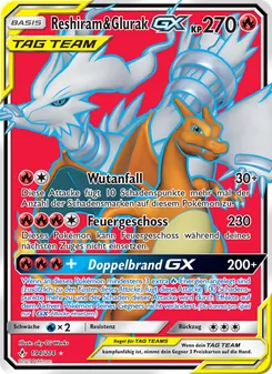 Reshiram & Glurak GX, Karte 194 aus Kräfte im Einklang