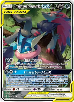 Quajutsu & Zoroark GX, Karte 201 aus Kräfte im Einklang