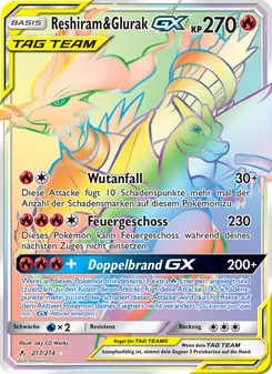 Reshiram & Glurak GX, Karte 217 aus Kräfte im Einklang
