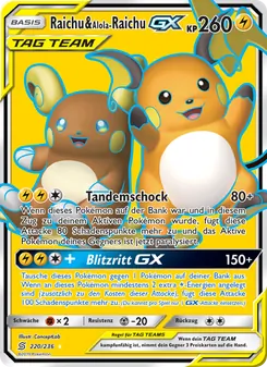 Raichu & Alola-Raichu GX, Karte 220 aus Bund der Gleichgesinnten