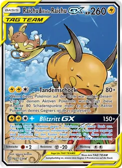 Raichu & Alola-Raichu GX, Karte 221 aus Bund der Gleichgesinnten