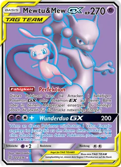 Mewtu & Mew GX, Karte 222 aus Bund der Gleichgesinnten