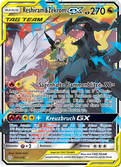 Reshiram & Zekrom GX, Karte 157 aus Welten im Wandel