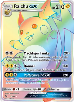 Raichu GX, Karte 75 aus Schimmernde Legenden