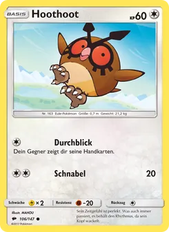 Hoothoot, Karte 106 aus Nacht in Flammen