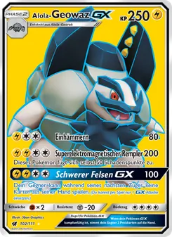 Alola-Geowaz GX, Karte 102 aus Aufziehen der Sturmröte