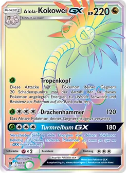 Alola-Kokowei GX, Karte 118 aus Aufziehen der Sturmröte