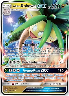 Alola-Kokowei GX, Karte 74 aus Aufziehen der Sturmröte