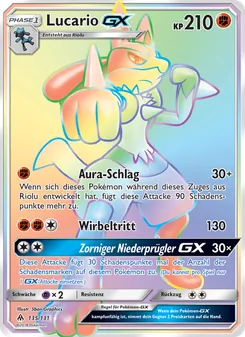 Lucario GX, Karte 135 aus Grauen Der Lichtfinsternis