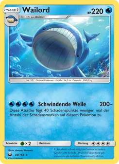 Wailord, Karte 40 aus Sturm Am Firmament