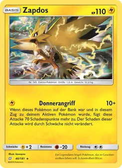 Zapdos, Karte 40 aus Teams Sind Trumpf