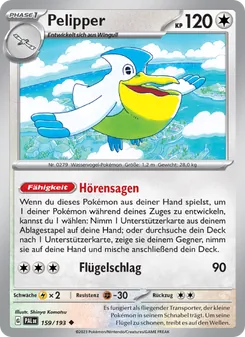 Pelipper, Karte 159 aus Entwicklungen in Paldea