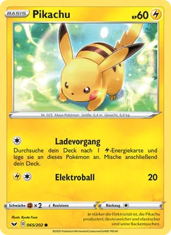 Pikachu, Karte 65 aus Schwert & Schild