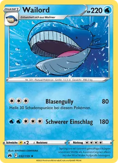 Wailord, Karte 032 aus Zenit der Könige