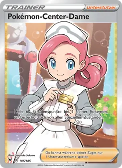 Pokémon-Center-Dame, Karte 185 aus Farbenschock