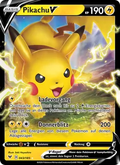 Pikachu V, Karte 43 aus Farbenschock