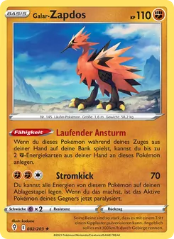 Galar-Zapdos, Karte 82 aus Drachenwandel