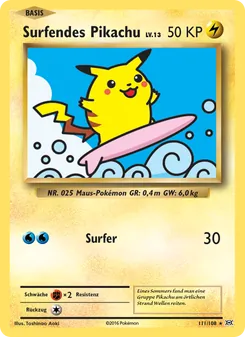 Surfendes Pikachu, Karte 111 aus Evolution