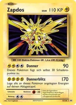 Zapdos, Karte 42 aus Evolution