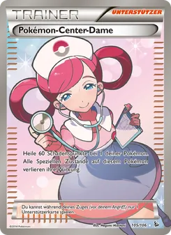 Pokémon-Center-Dame, Karte 105 aus Flammenmeer