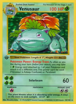 Venusaur, card 15 from Base Set