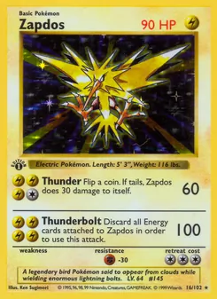 Zapdos, card 16 from Base Set