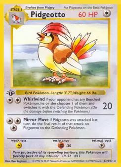 Pidgeotto, card 22 from Base Set