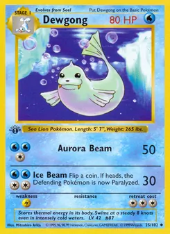 Dewgong, card 25 from Base Set