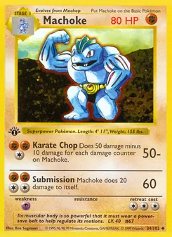 Machoke, card 34 from Base Set