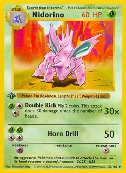 Nidorino, card 37 from Base Set