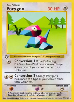 Porygon, card 39 from Base Set