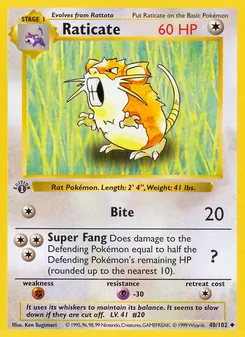 Raticate, card 40 from Base Set