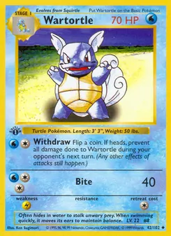 Wartortle, card 42 from Base Set