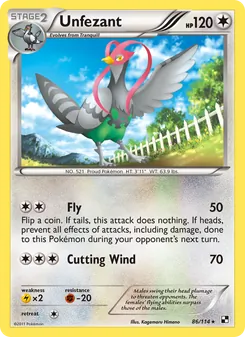 Unfezant, card 86 from Black & White