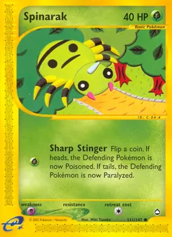 Spinarak, card 111 from Aquapolis