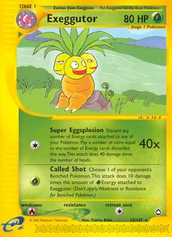 Exeggutor, card 12 from Aquapolis