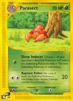 Parasect, card 27 from Aquapolis