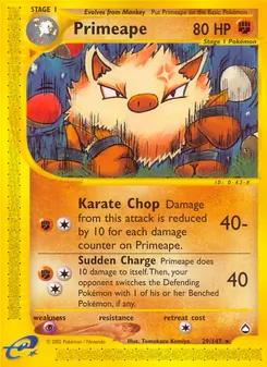 Primeape, card 29 from Aquapolis