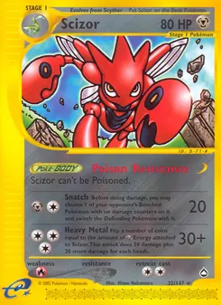 Scizor, card 32 from Aquapolis