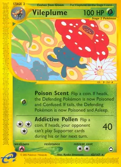 Vileplume, card 43 from Aquapolis