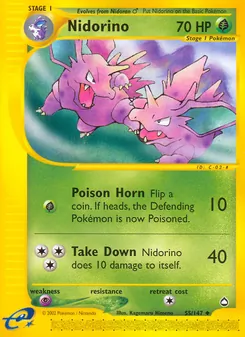 Nidorino, card 55 from Aquapolis