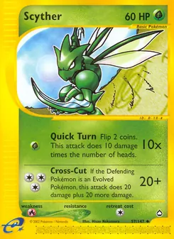 Scyther, card 57 from Aquapolis
