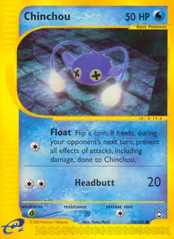 Chinchou, card 70 from Aquapolis