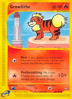 Growlithe, card 80 from Aquapolis