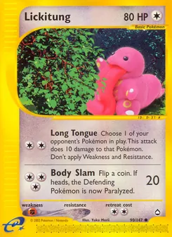 Lickitung, card 90 from Aquapolis